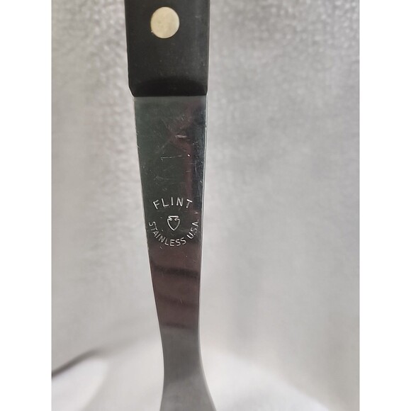 VTG FLINT ARROWHEAD STAINLESS SMALL 2 TINE MEAT FORK BLACK HANDLE 13" USA - Picture 2 of 4